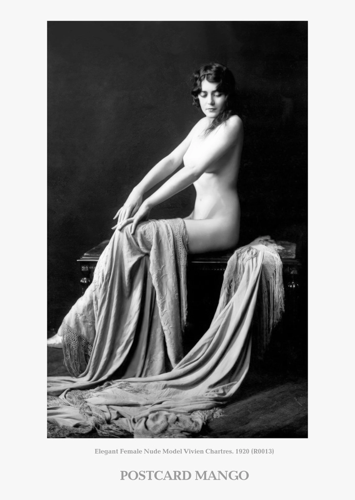 Vintage erotic postcards (R0013) - Elegant Female Nude Model Vivien Chartres. 1920