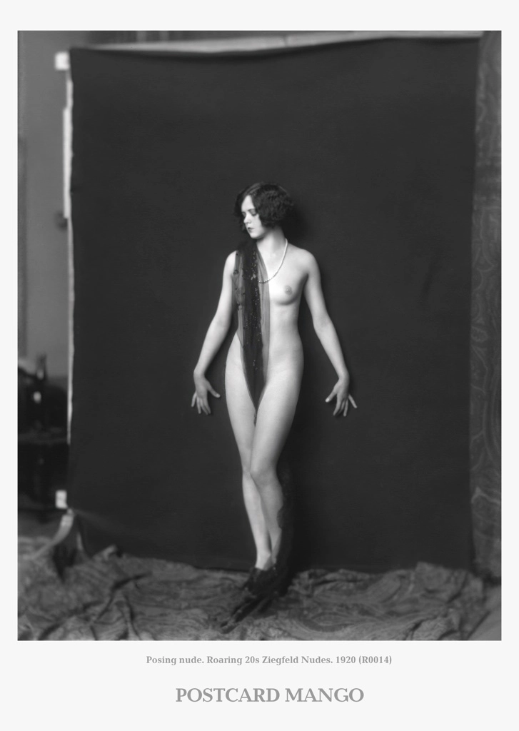 Vintage erotic postcards (R0014) - Posing nude. Roaring 20s Ziegfeld Nudes. 1920